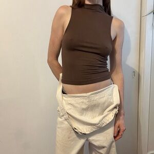 Joah Brown Mock Neck Tank in Tobacco